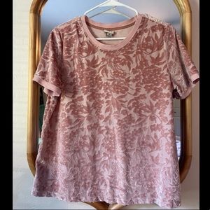 Short Sleeve Velvet Top - Pink